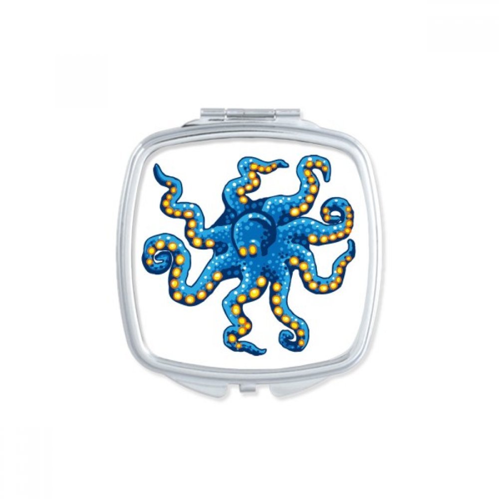 Miroir de maquillage compact carré dessin animé pieuvre portable mignon