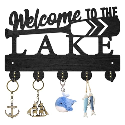 MAYJOYDIY Oar Pattern Wooden Key Hook Wall Mounted “Welcome to