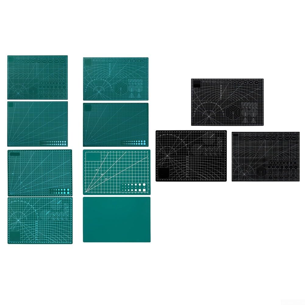 Sumsoctober - Tappetino da taglio double-face spesso 3 mm, con stampa a doppia scala, lavabile, per cucito, trapuntatura e modellismo, in polipropilene, per scrivania e officina (A-2 nero)