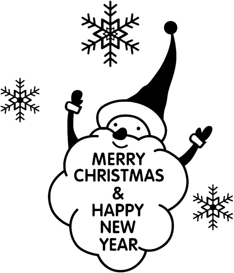 Newdecor Home Decorative Mural Decal Art Vinyl Quote Wall Sticker Merry Christmas Father Happy New Year Black Santa Claus Snowflake Wallpaper