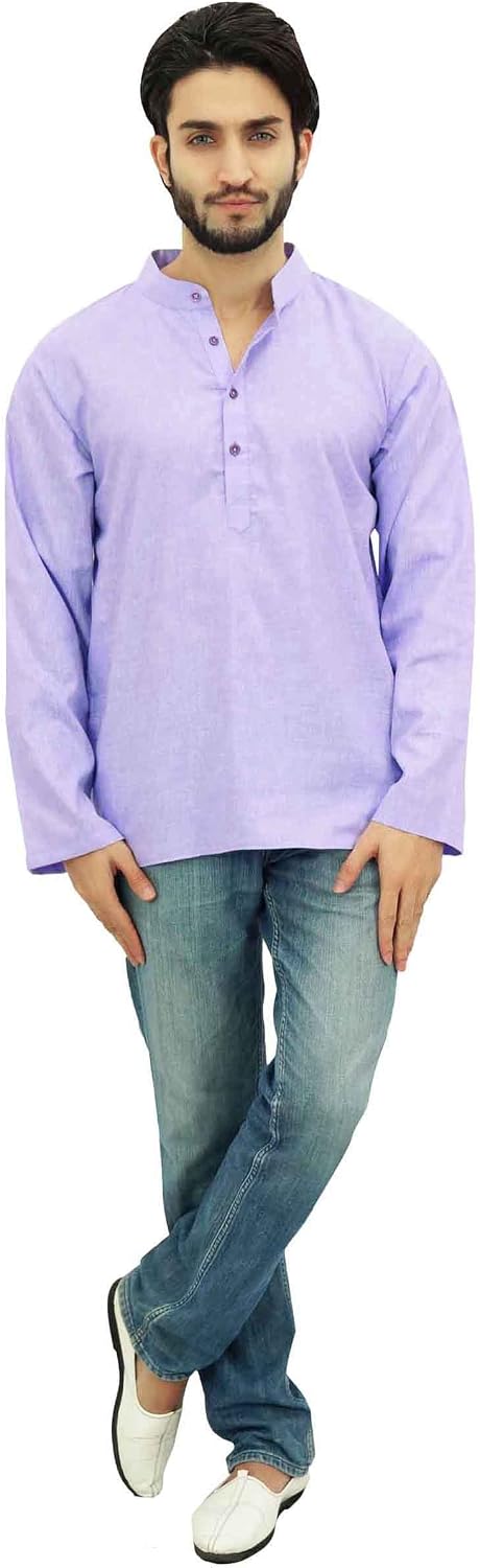 Atasi Ethnic Men's Kurta Full Sleeves Mandarin Collar Cotton Shirt