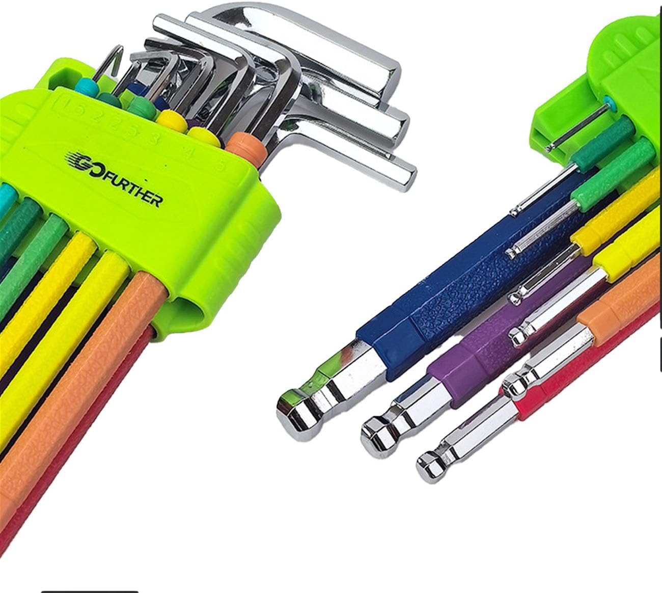 Hex Key Set, 9PCS Metric Allen Key Set, 1.5-10MM, Anti-Slip Long Ball End Hex Wrench Set Color Coding Hex Key Set (Hexagonal wrench, Medium and long style)