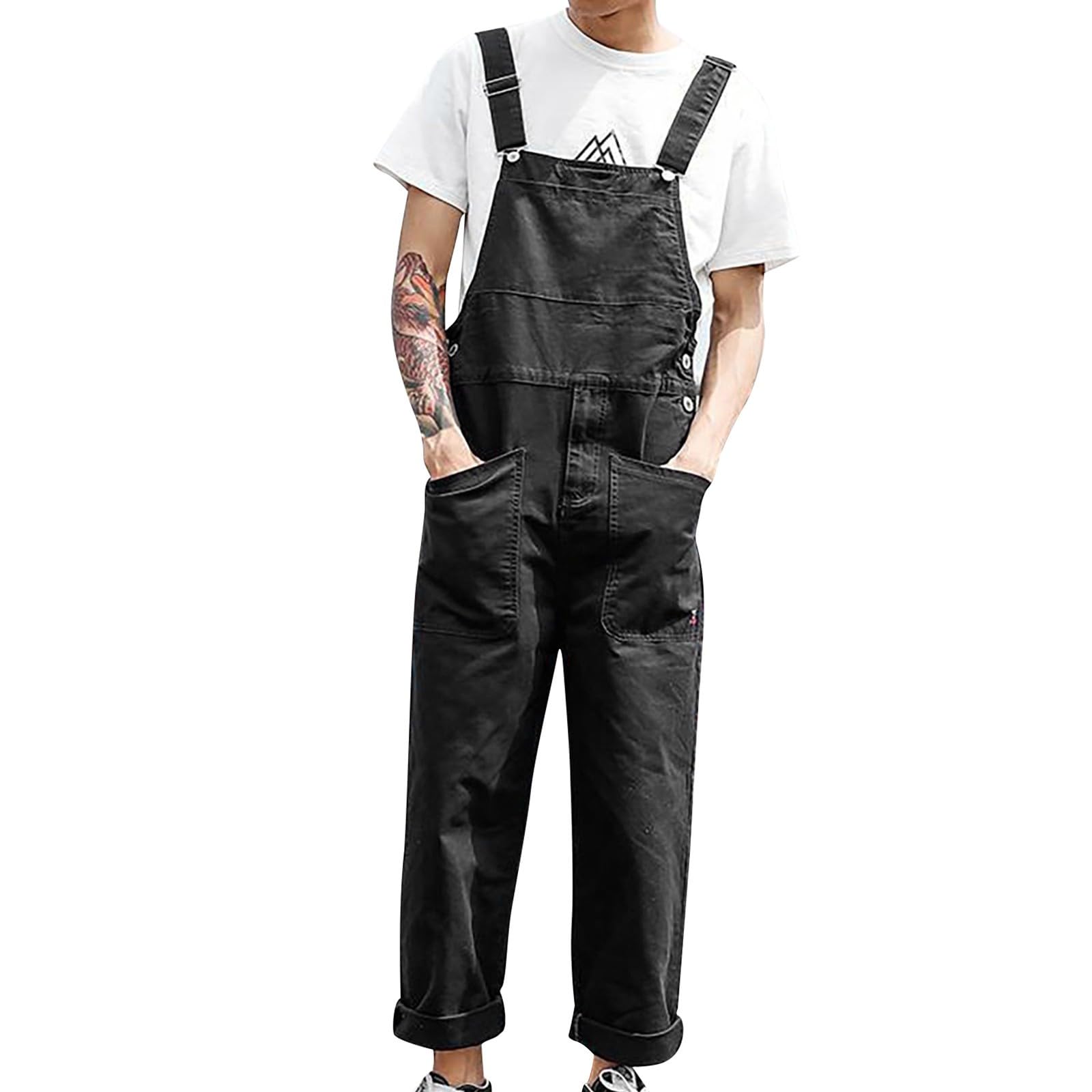 Generisch Peto largo con bolsillos multifunción, ropa de trabajo para artesanos, albañiles, techadores, carpinteros, electricistas y muchos otros petos para hombre, pantalones de trabajo, pantalones