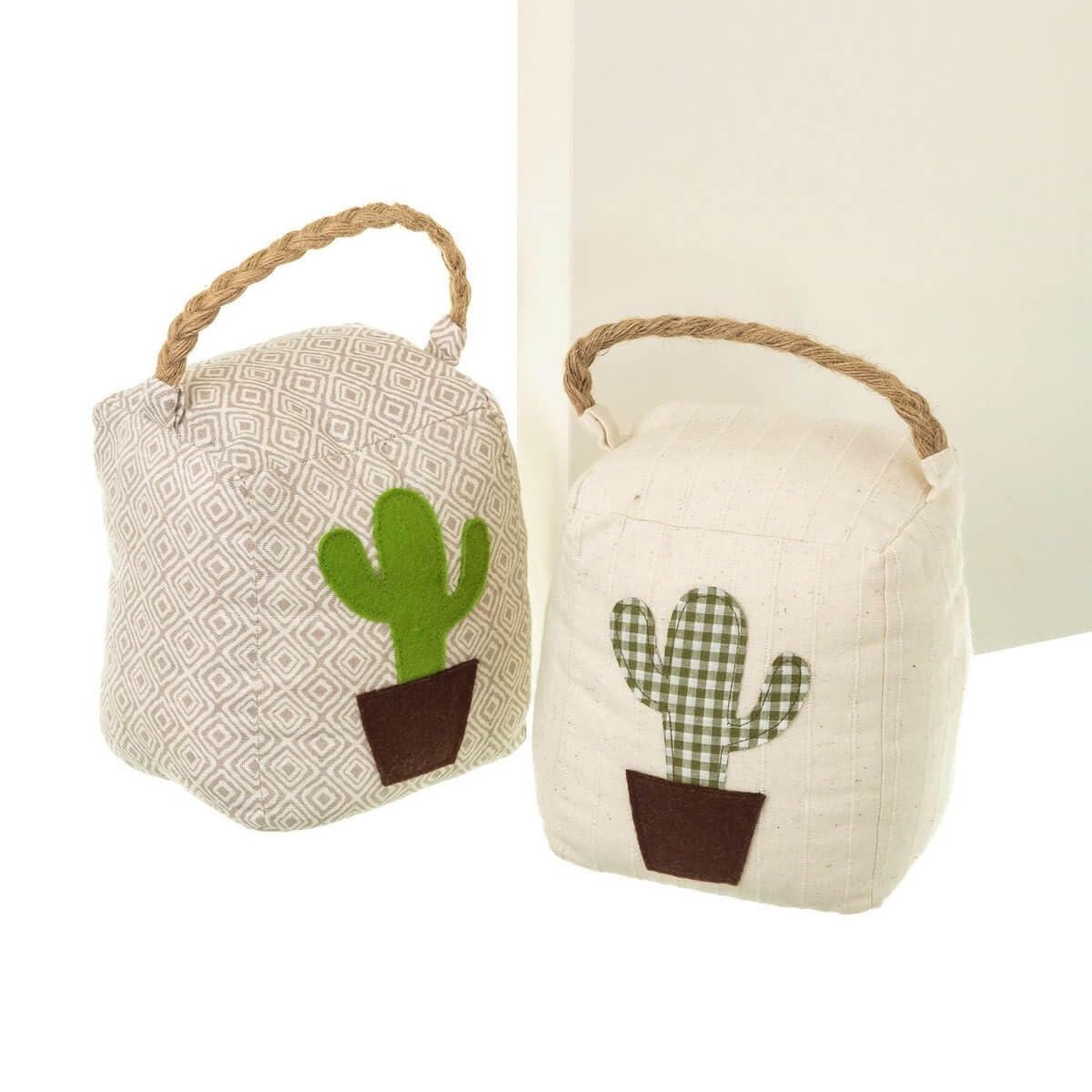 Tope de Puerta Original Decorativo de Cactus de Tela Natural Arena de 12x10x15 cm (2 unidades)