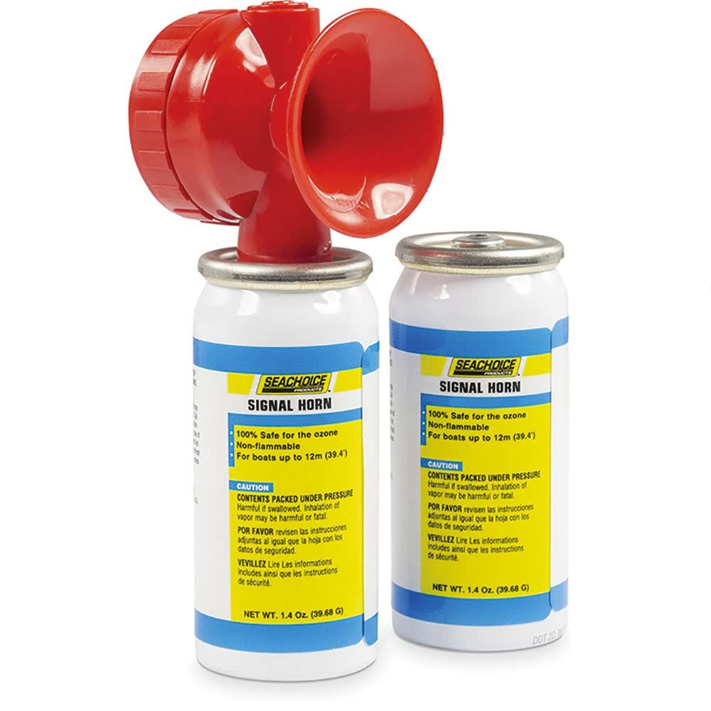 Seachoice Mini Signal Horn Kit, Air Horn for Boats Up to 65 Ft., Two 1.4 oz. Canisters and Trumpet