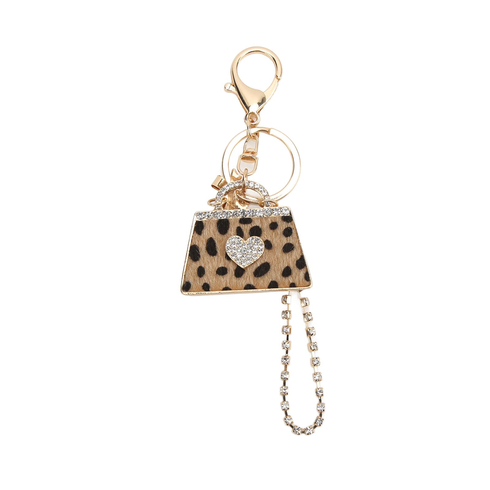 Bling Portachiavi Con Cristalli E Testa Di Leopardo, Ciondolo Per Borsa In Lega Di Zinco, Argento - Regalo Accessori Donna