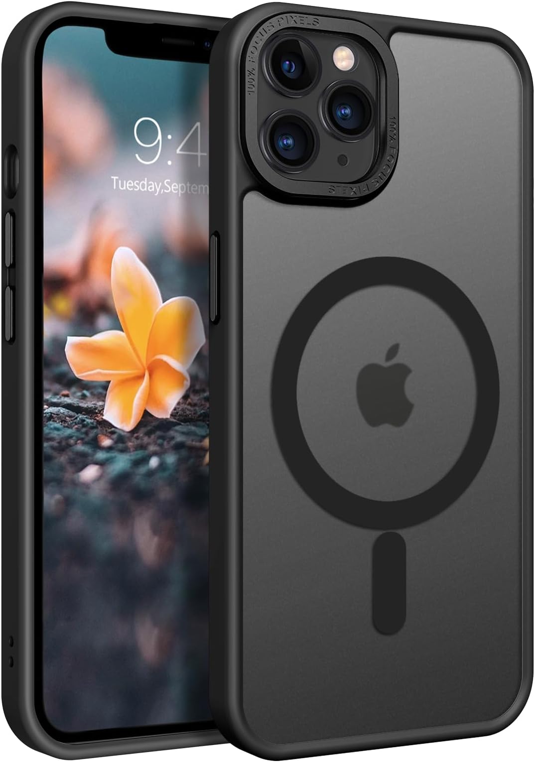 GUAGUA Strong Magnetic for iPhone 11 Pro Max Case [Compatible with MagSafe] [Military Grade Protection] Translucent Matte Back Slim Shockproof Anti-Scratch Phone Cover 6.5-Inch, Black