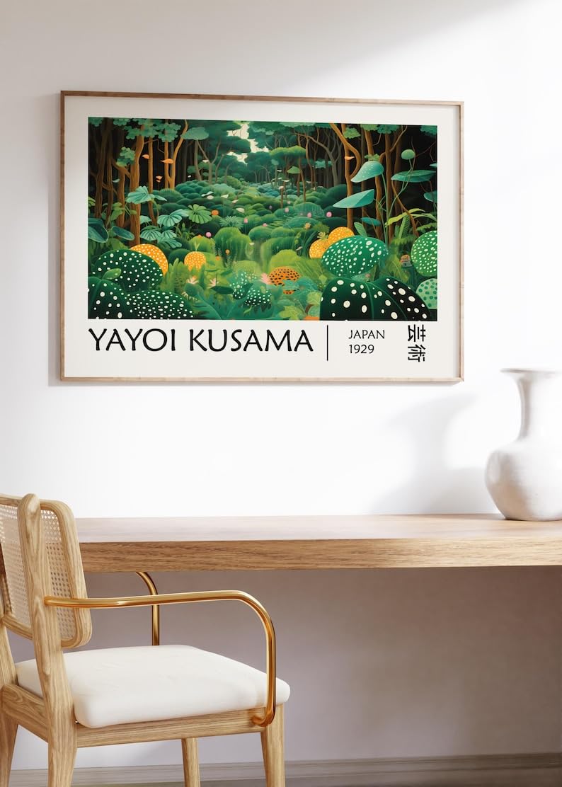 Caoxtart Men's Frameless Yayoi Kusama Print Mural - Forest Gallery Wall Art, Abstract Inspired Kusama Poster, Japanese Painting On Canvas Artwork(80X120cm/Frameless)