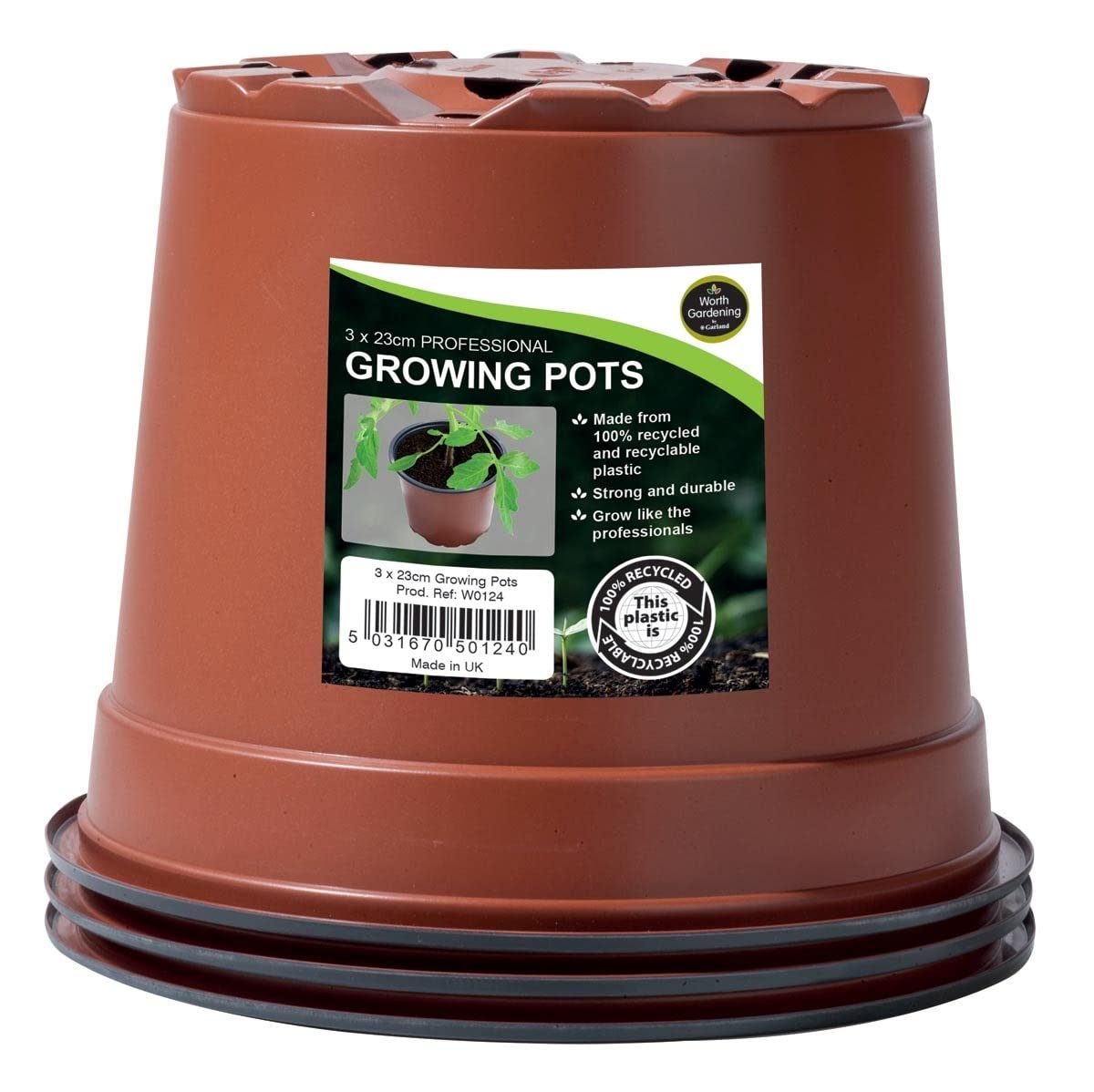 Garland 23Cm Professional Growing Plant Pots, 3 Pack