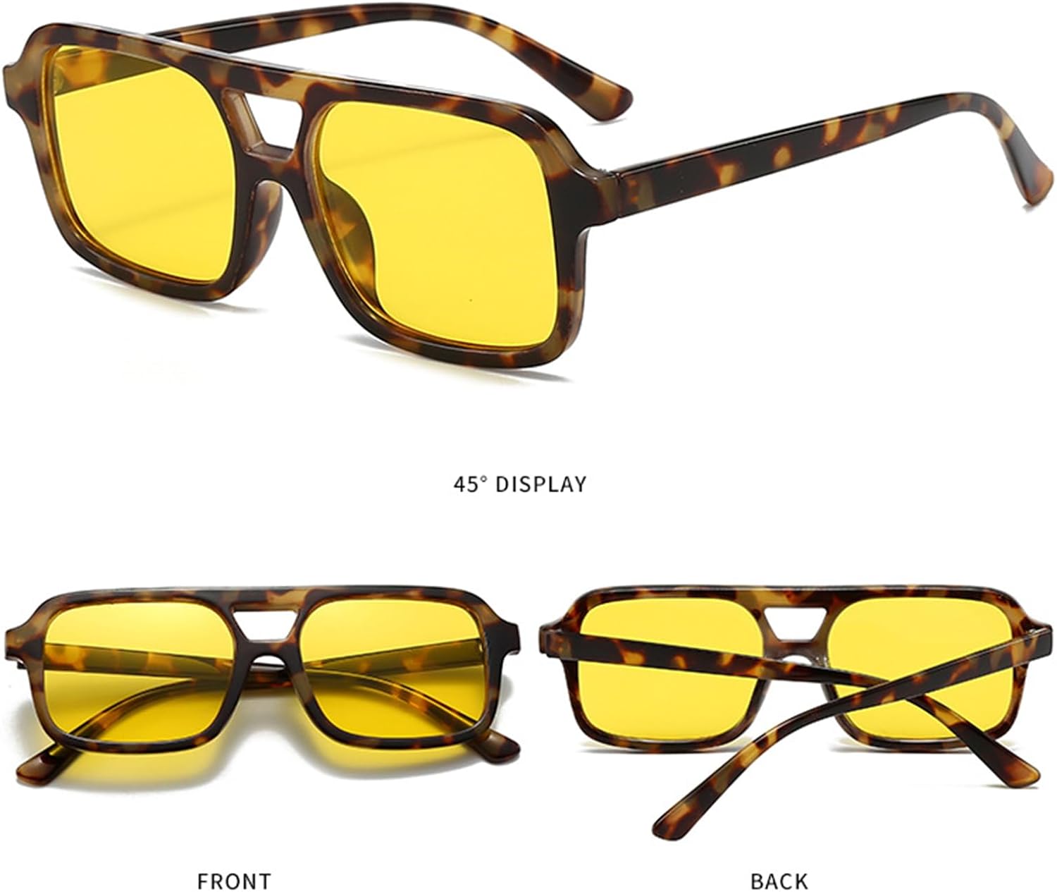 Kursan Retro Square Aviator Sunglasses for Women Men Vintage Trendy Rectangle 70s Sun Glasses - Image 2