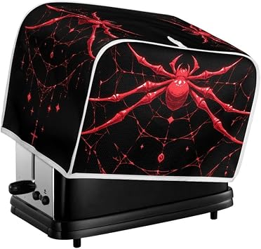 Black Red Spider Web 2 4 Slice Toaster Cover Neon Cartoon Spider Toaster Cover Gothic Spider Silk Fits for Most Standard 2 & 4 slice Toasters -M
