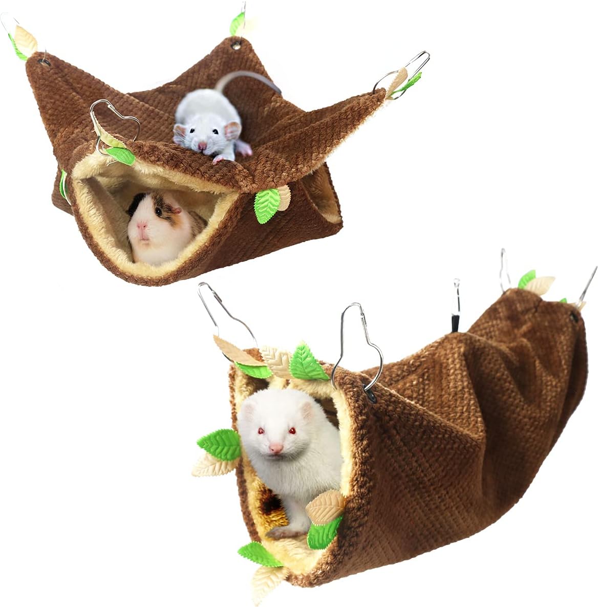 LEFTSTARER Ferret Rat Hammock Bed Guinea Pig Tunnel Hideout Ferret Rat Cage Accessories Toy Hammock for Hamster Sugar Glider Chinchilla…