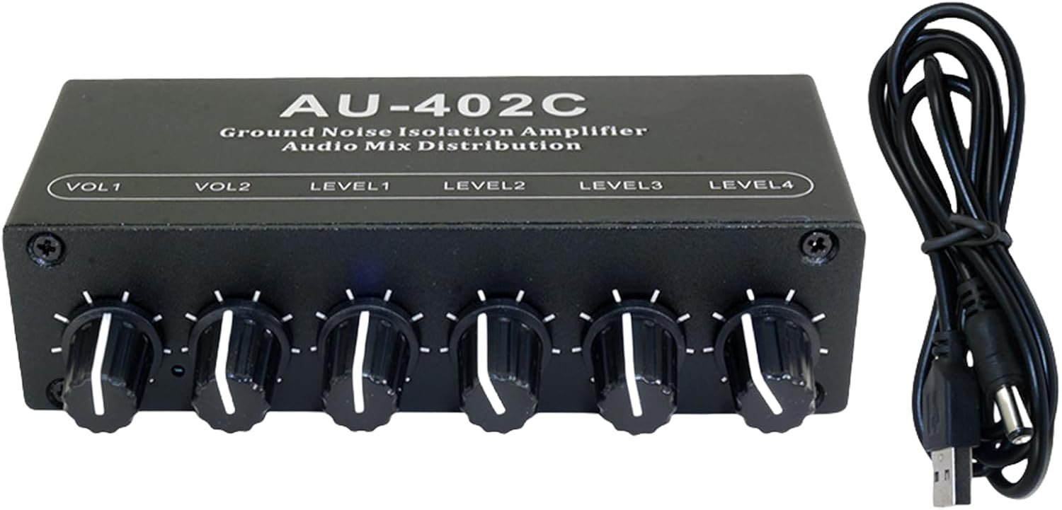 Portable Stereo Sound Mixer with Independents Channel Control and Effective Noise Reductions DC5V-12V Power Supply Volumes Control