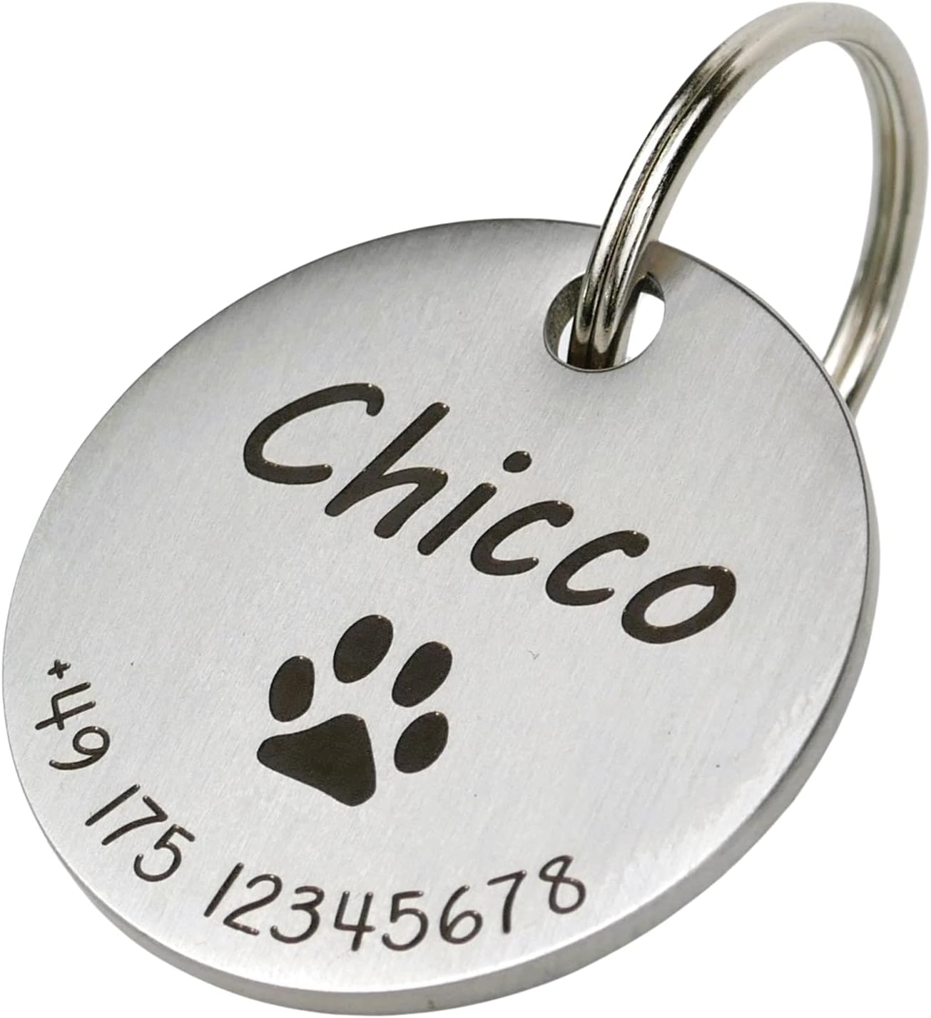 Personalisiertes Hunde-Halsband Anhänger Aus Edelstahl - Rundes ID Tag Mit Gravur