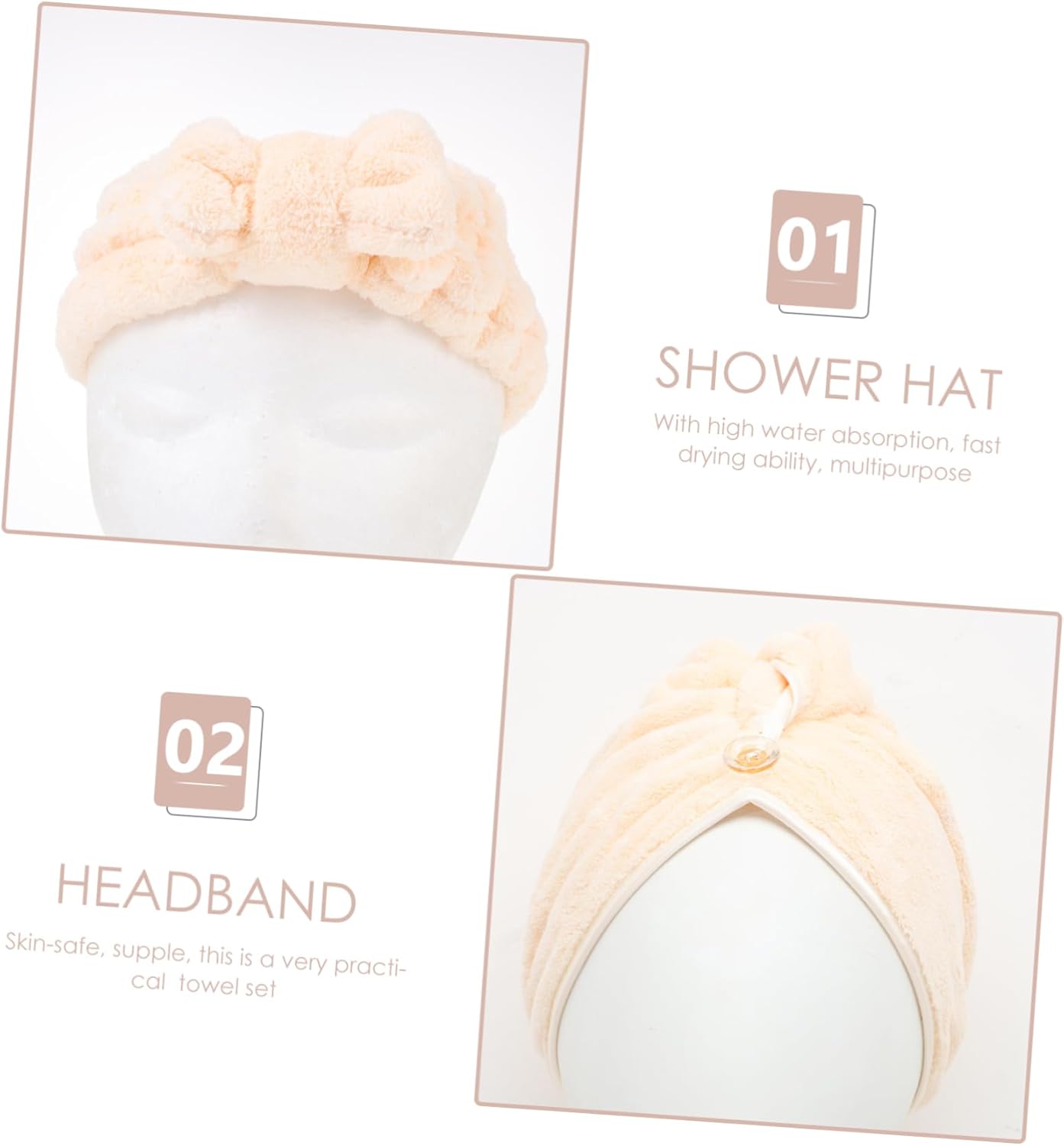 Amosfun Comfortable Wearable Bath Towel Set with Soft Headband and Shower Cap Large Body Wrap Towel for Women Spa Salon Sauna and Skincare Routine Elastic Red Bow Design