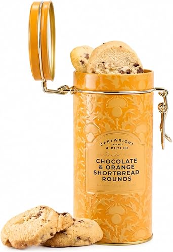 Cartwright & Butler Chocolate & Orange Shortbread Rounds, Buttery Shortbread Biscuits with Milk Chocolate Chunks & Orange Pieces, Premium Sweet Biscuits for Tea, Coffee & Gifting, 150g