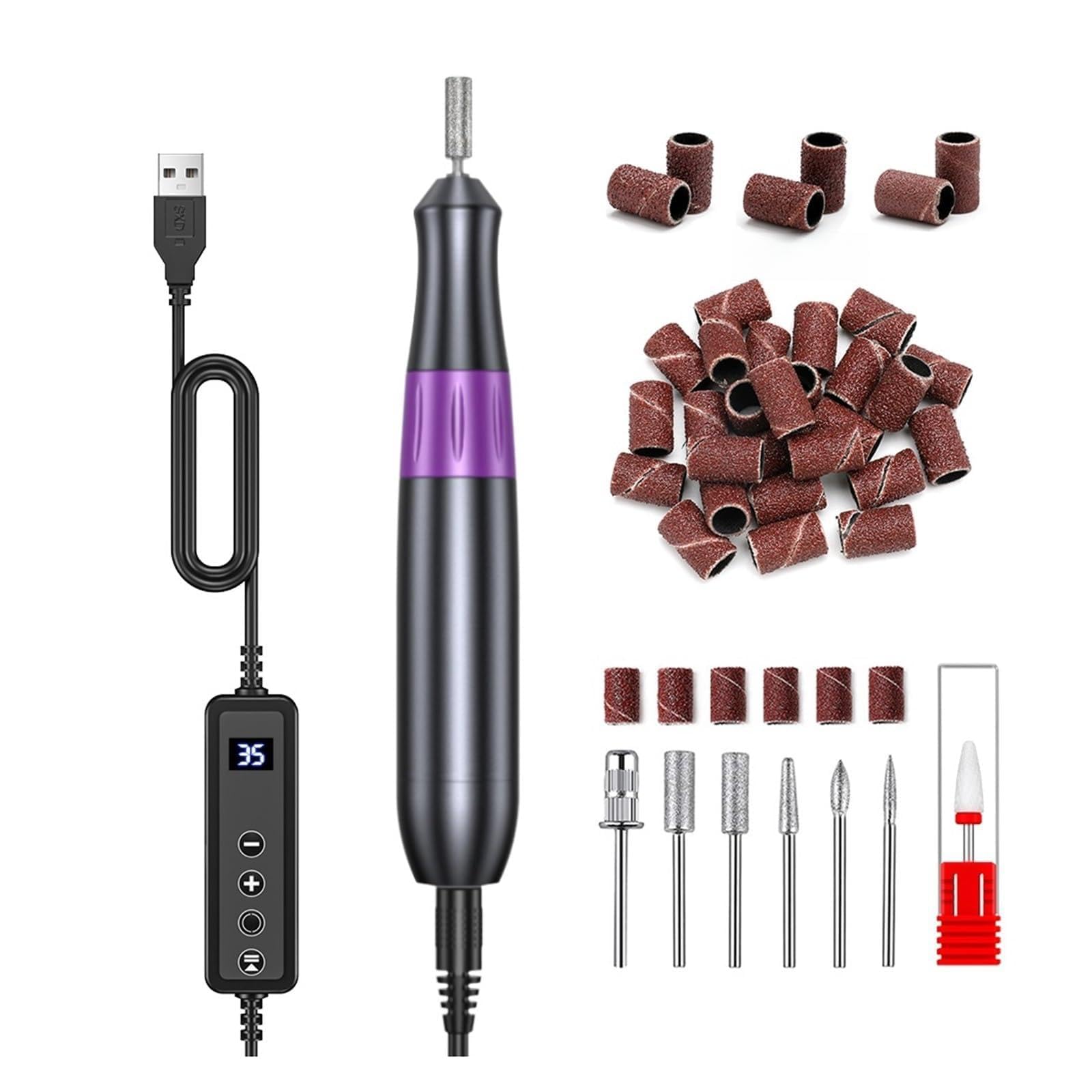 Wiertarka Do Paznokci, Beaulush 35000RPM elektryczna wiertarka do paznokci, profesjonalna maszyna do manicure, szlifierka do paznokci, zestaw frezów, narzędzie do salonu do usuwania żelu Profesjonalne
