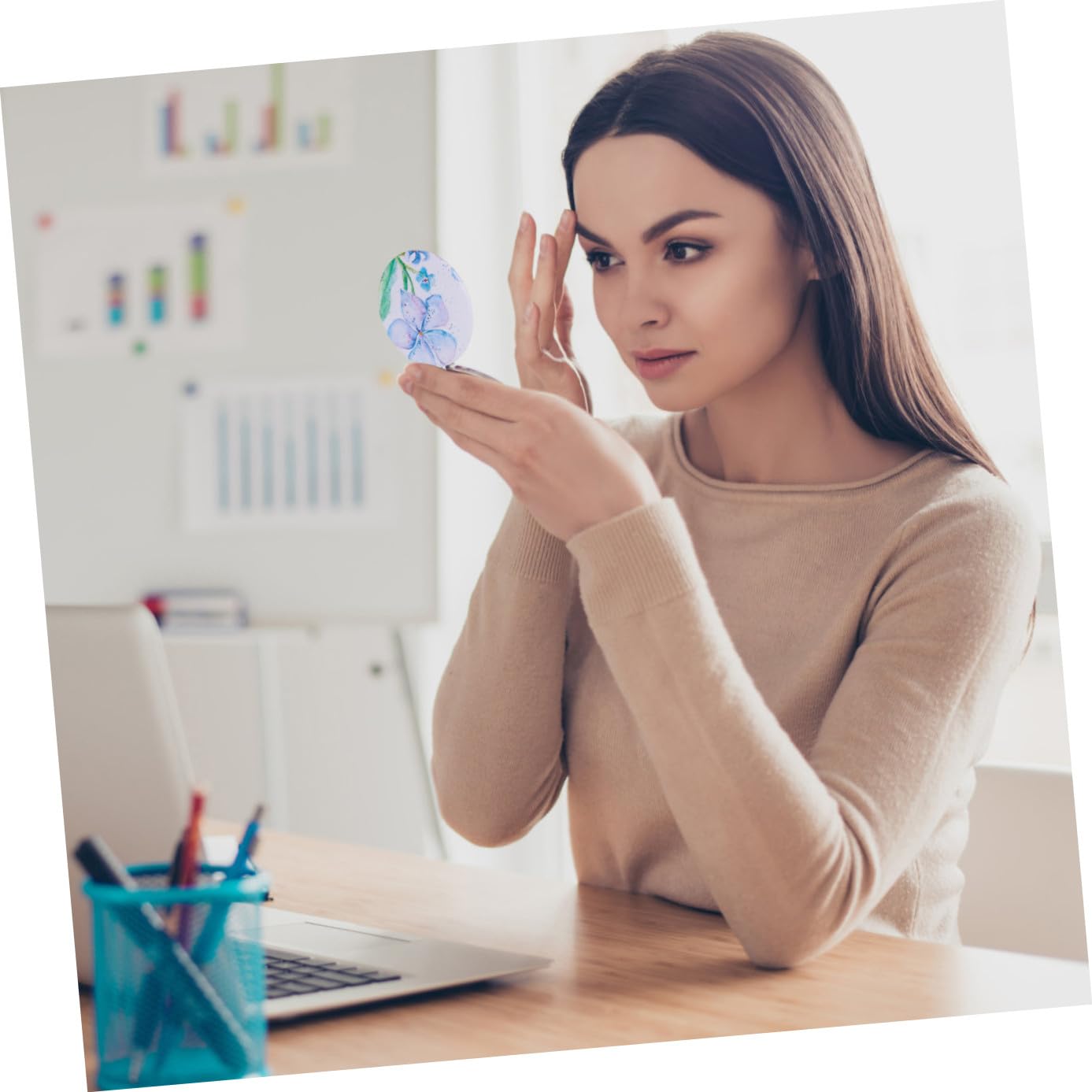 DOITOOL 12 Specchi Compatti Rotondi Doppia Faccia, Leggeri e Portatili in Pu, per Borsa e Borsetta, per Trucco Quotidiano di Donne e Ragazze