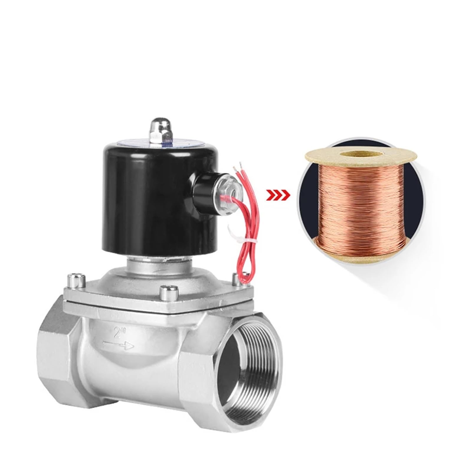 Normalnie zamknięty elektromagnes ze stali nierdzewnej DN08 DN10 DN15 DN20 DN25 DN32 DN40 DN50 220 V AC 12 V DC 24 V DC Solenoid (24vac-normalnie zamknięty, DN10)