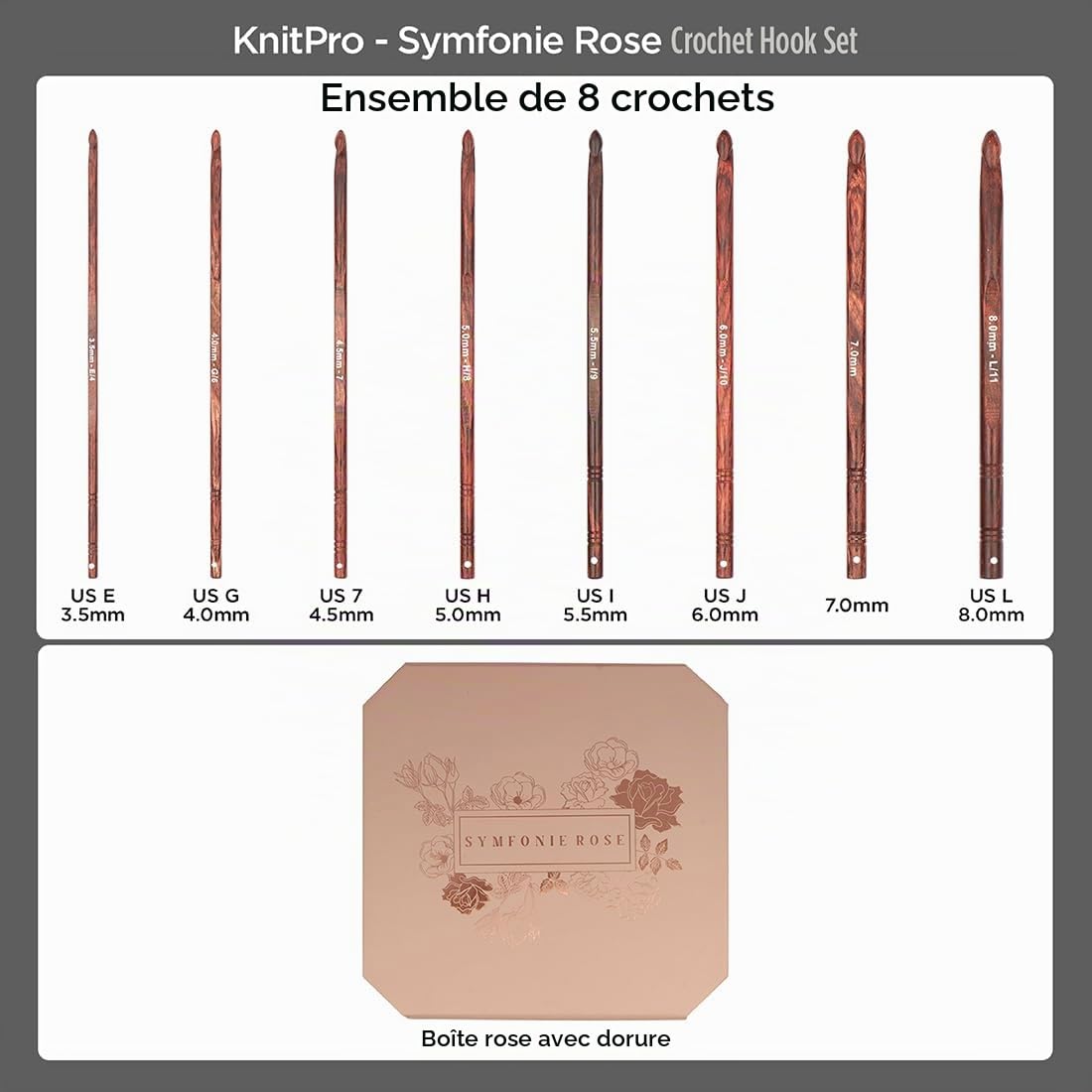 Ensemble d'aiguilles à tricoter à pointe unique KnitPro Symfonie - (35 cm) - 3,50-8,00 mm