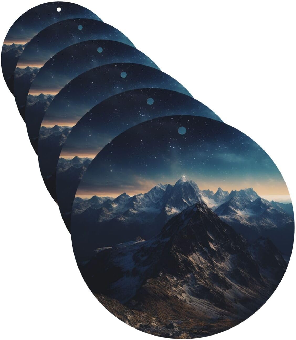 6 Pcs Car Air Fresheners Personalized Mountains Starry Sky Aromatherapy Tablets Hanging Fragrance Scented Cards Funny Incense Chips For Rearview Mirror Accessories