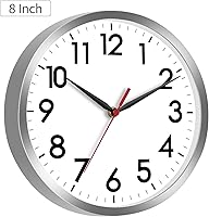 Vista 3 de AKCISOT Reloj de pared, moderno reloj de pared pequeño, funciona con pilas, de 8 pulgadas, silencioso, analógico, clásico, para oficina, hogar