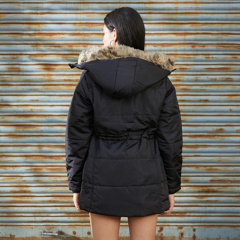Image of PINACOLADA Women's Fleece-Lined Biker Jacket for Casual Wear | Spread Collar | Long Sleeve | Zipper Closure | Jacket Crafted with Comfort Fit for Everyday Wear