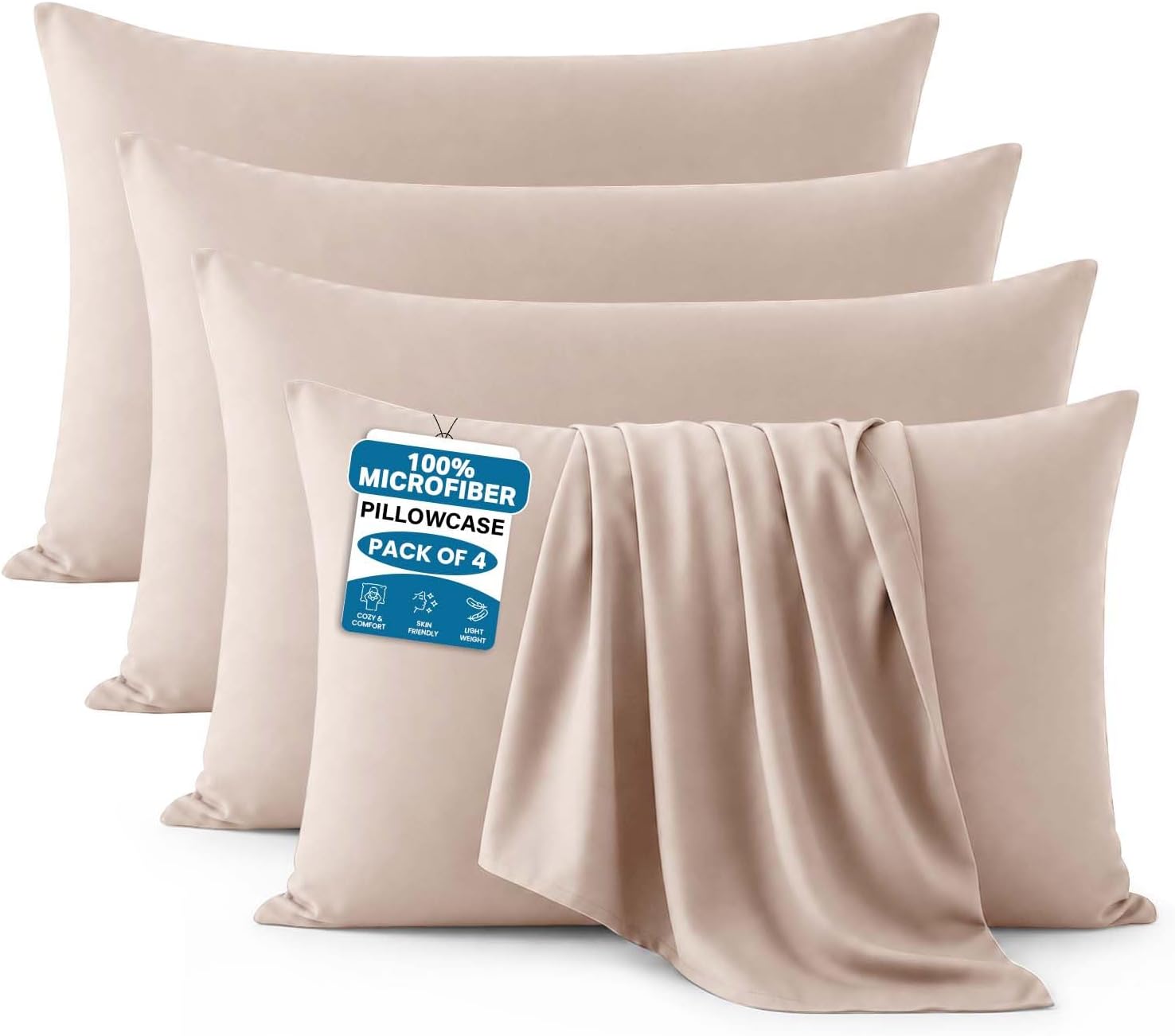 Moonlight Bedding Peach Pillow Cases 4 Pack (50 x 75cm) Microfibre