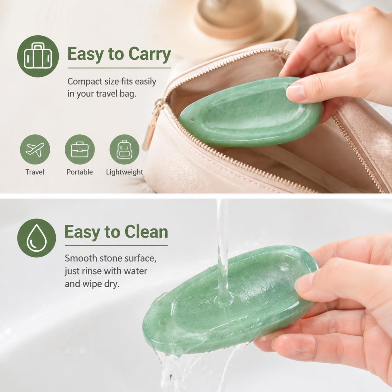 Natural Incense Holder with 10cm Incense Sticks Set, Hand Carved Healing Crystal Stone Incense Holder for Sticks, Decorative Mini Oval Incense Tray for Meditation, Home Decor (Green Aventurine)