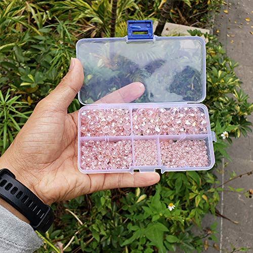 Image of Light Pink Rondelle Glass Beads for Jewelry Making, Faceted Briolette Crytal Spacer Beads for Bracelet Necklace Earring (2mm 4mm 6mm 8mm 10mm Mixed Sizes, 1000pcs)