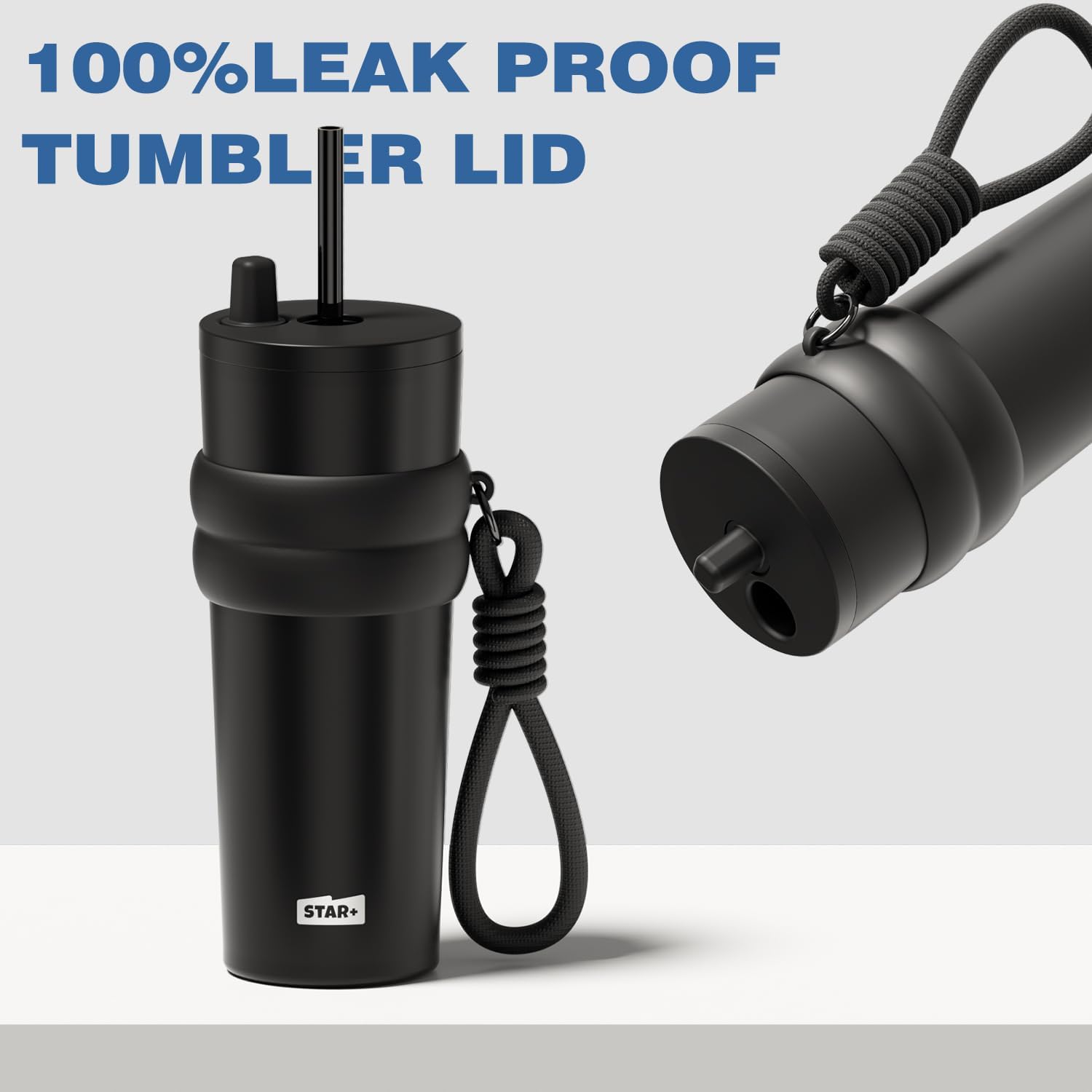 24 oz Stainless Steel Tumbler with Lid and Straw, Insulated Water Bottle Leak Proof for Hot and Cold, Portable Travel Coffee Mug, Reusable Coffee Cup for Women, Black - Image 4