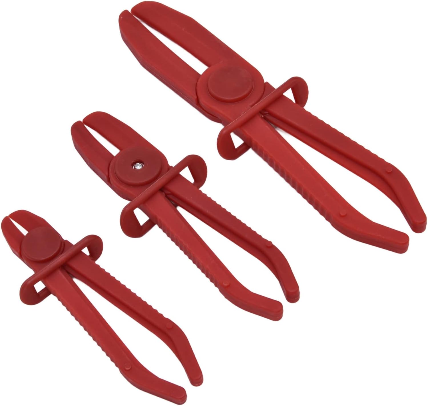 3Pcs Hose Pinch Off Pliers Set for Fuel Line and Brake Hose Clamping, Lawn Mower Gas Line Tool Kit with Nylon Clamp Pliers, Workshop Factory Red