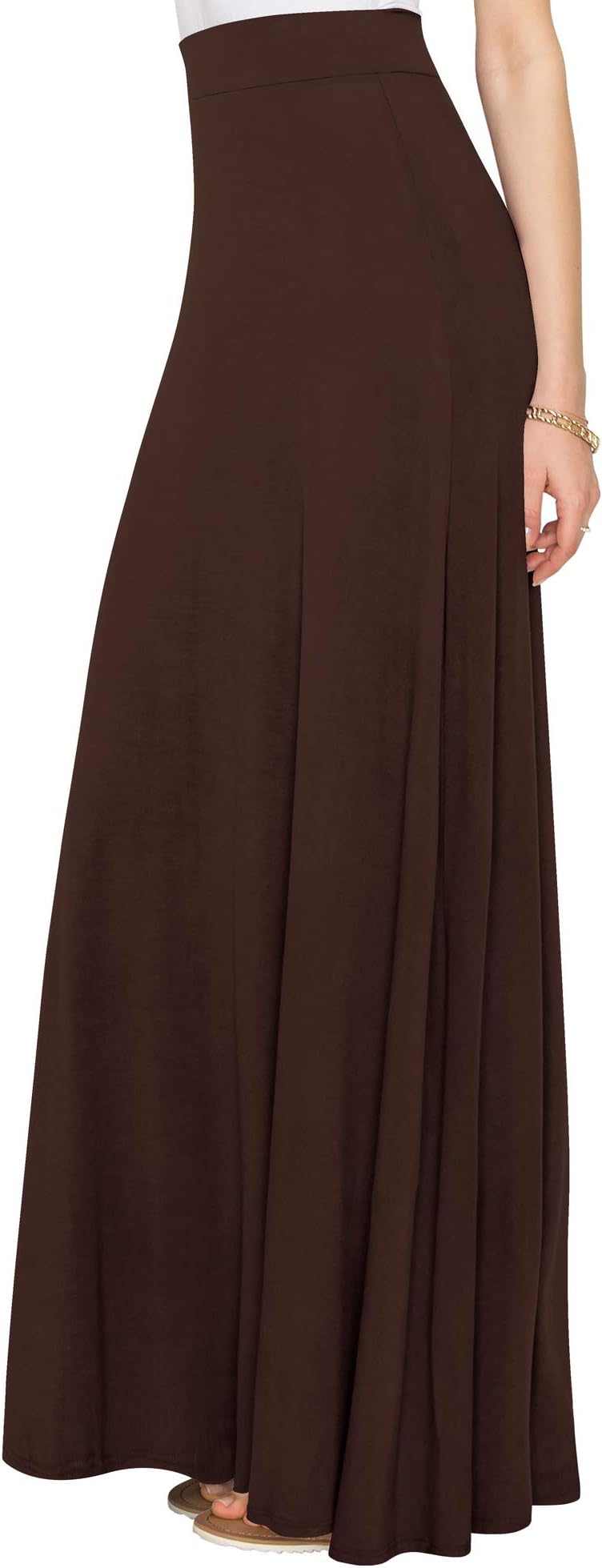 Lock and Love Women's Casual Comfy Stylish High Waist Flare Long Maxi Skirt – Available in Print & Solid Options