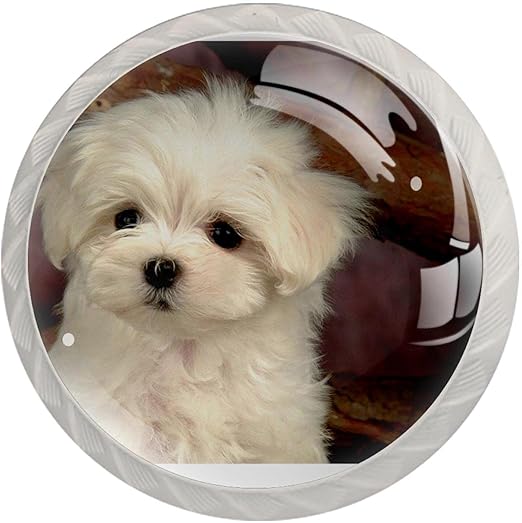 Amazon 引き出しハンドルは丸いクリスタルガラスを引っ張る キャビネットノブキッチンキャビネットハンドル 白犬 ドア用金物