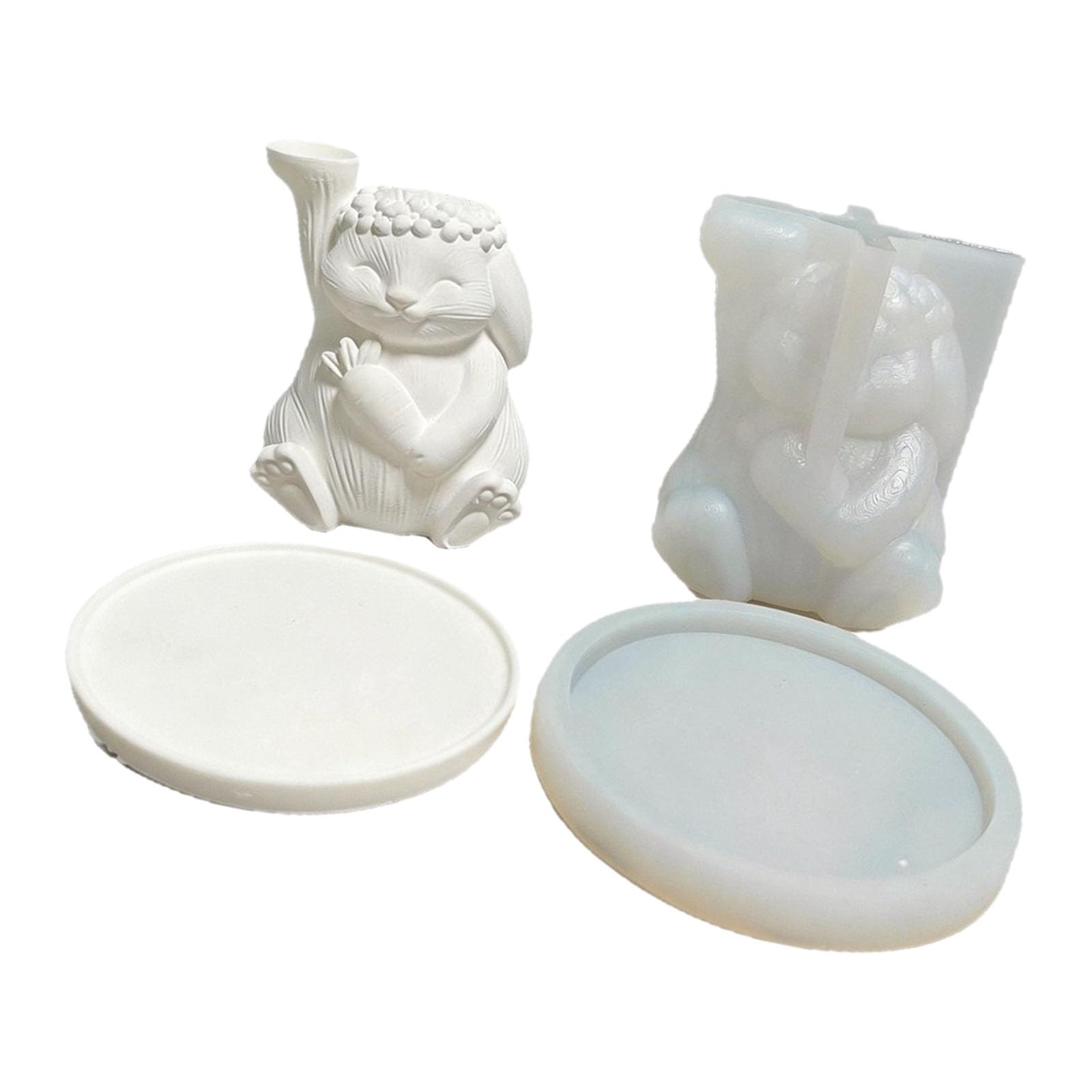 Qusinfc Flexible Food Grade Silicone Rabbits Floral Tray for Crafting and Jewelry Dishes Decorative Candlewax