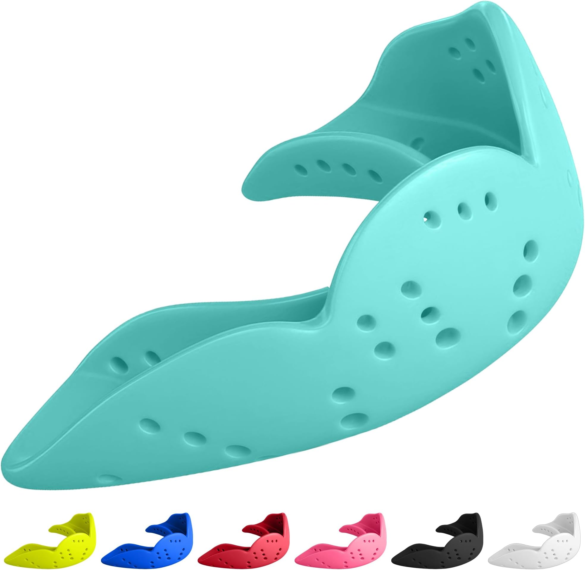 Mouth Guard Aero - Awesome Aqua - Ultra Slim Gumshield for Adults & Kids - Custom Fit Rugby Gum Shield- A Remouldable Sports Mouthguard for Boxing, MMA, Hockey - (Medium 5' - 6' Tall)