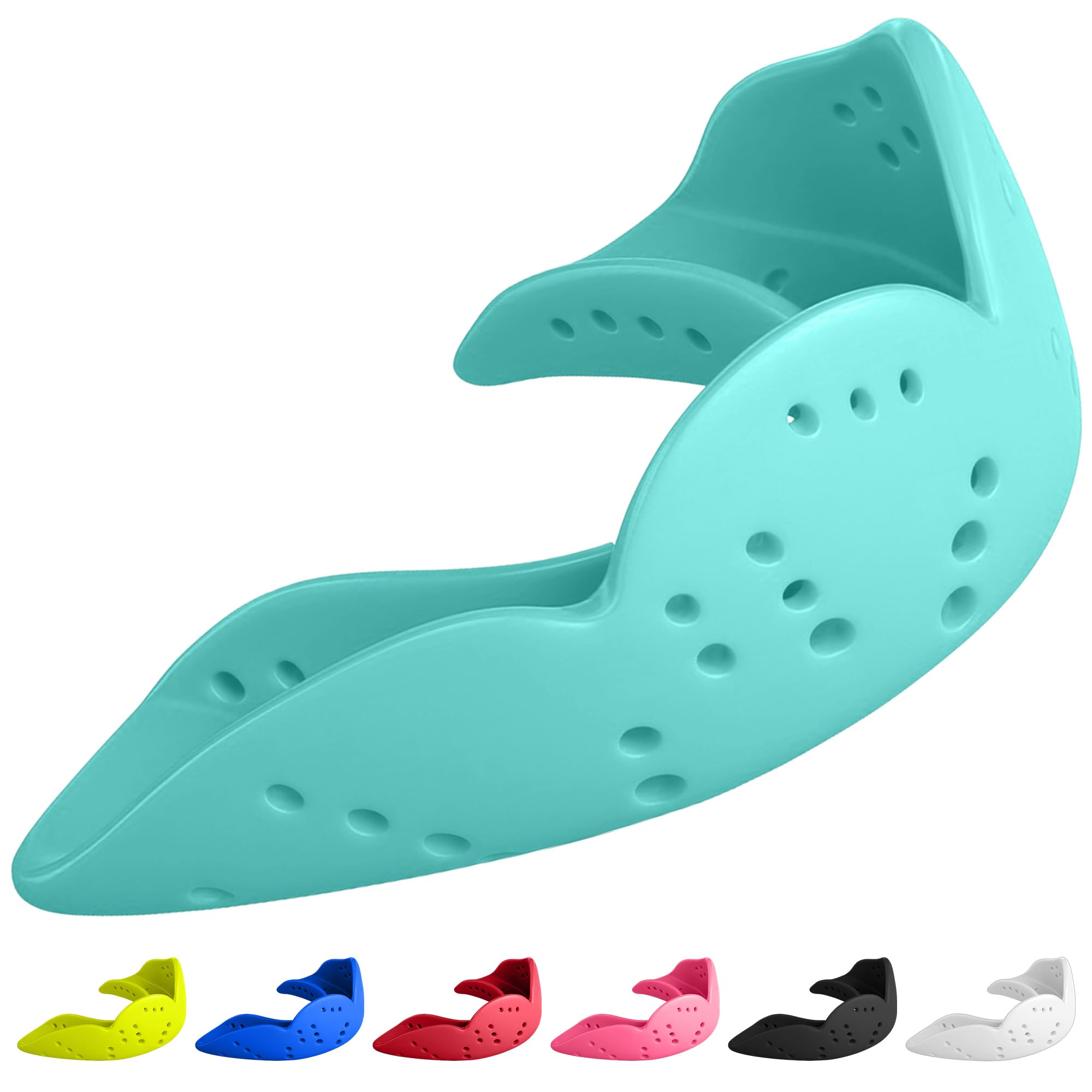 SISU Mouth Guard Aero - Awesome Aqua - Ultra Slim Gumshield for Adults & Kids - Custom Fit Rugby Gum Shield- A Remouldable Sports Mouthguard for Boxing, MMA, Hockey - (Medium 5' - 6' Tall)