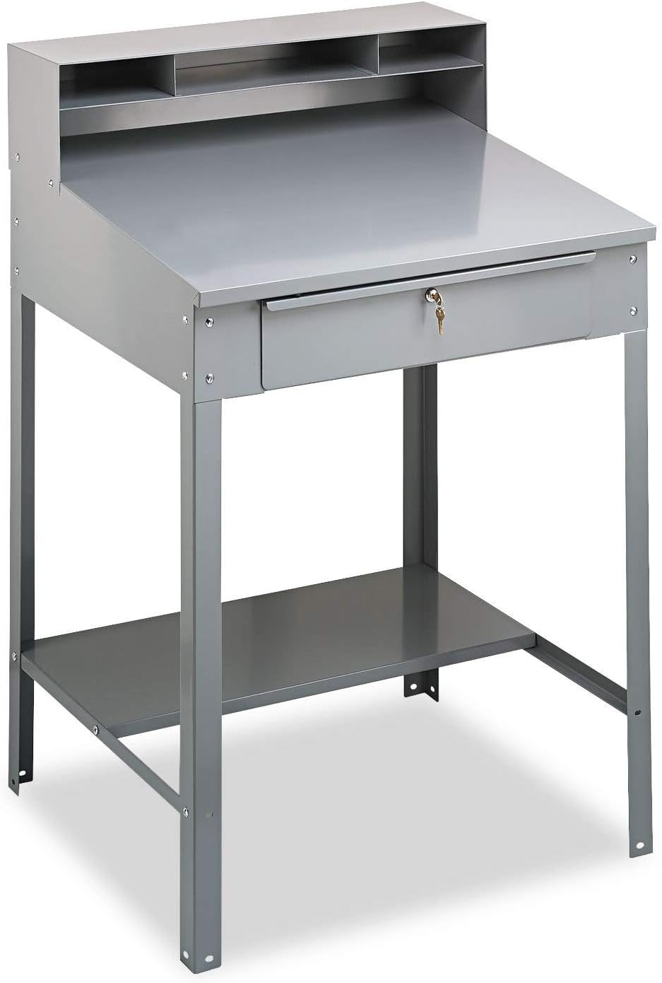 Tennsco Open Steel Shop Desk, 34.5" X 29" X 53.75", Medium Gray