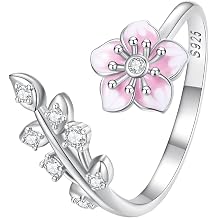 925 Sterling Silver Adjustable Open Ring Trendy Elegant Unique Open Ring Flower Cross Ring for Women Jewelry Gift