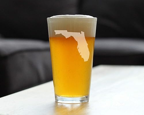 Miniatura 2 de Florida State Outline Pint Glass for Beer - State Themed Drinking Decor and Gifts for Floridian Women & Men - 16 Oz Glasses