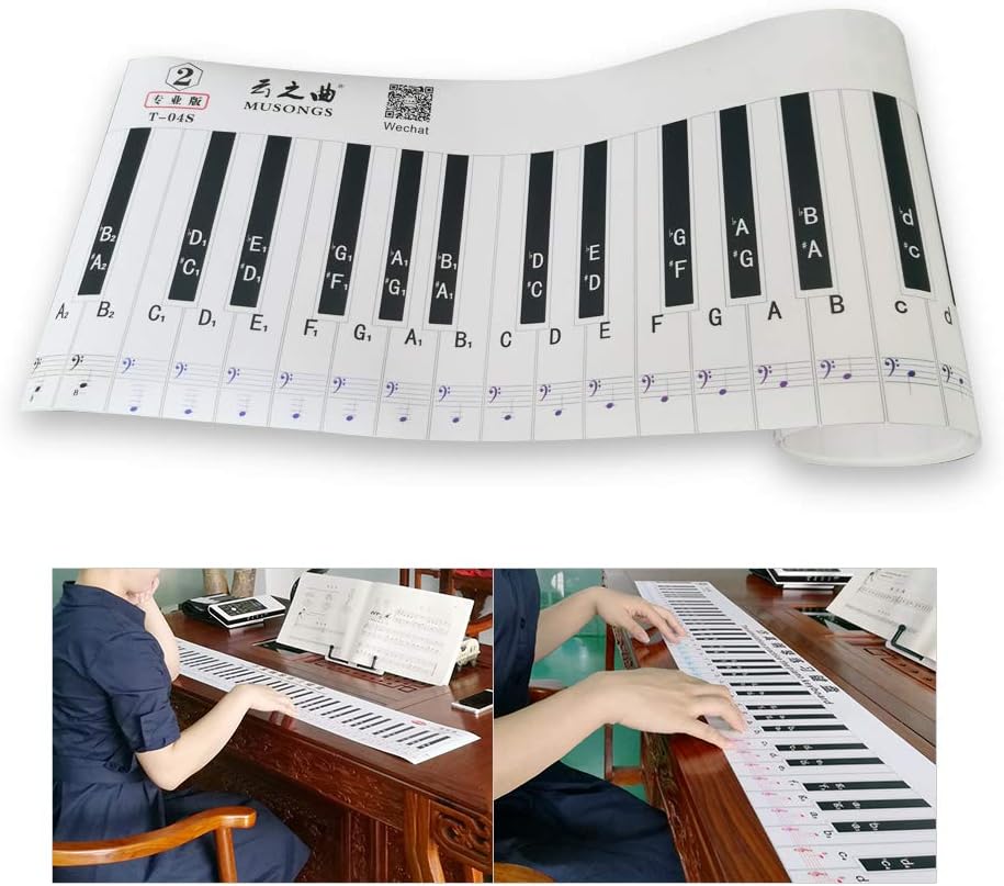 fessional Version 88 Key Keyboard Piano Finger Simulation Practice Guide Teaching Aid Note Chart for Beginner Student