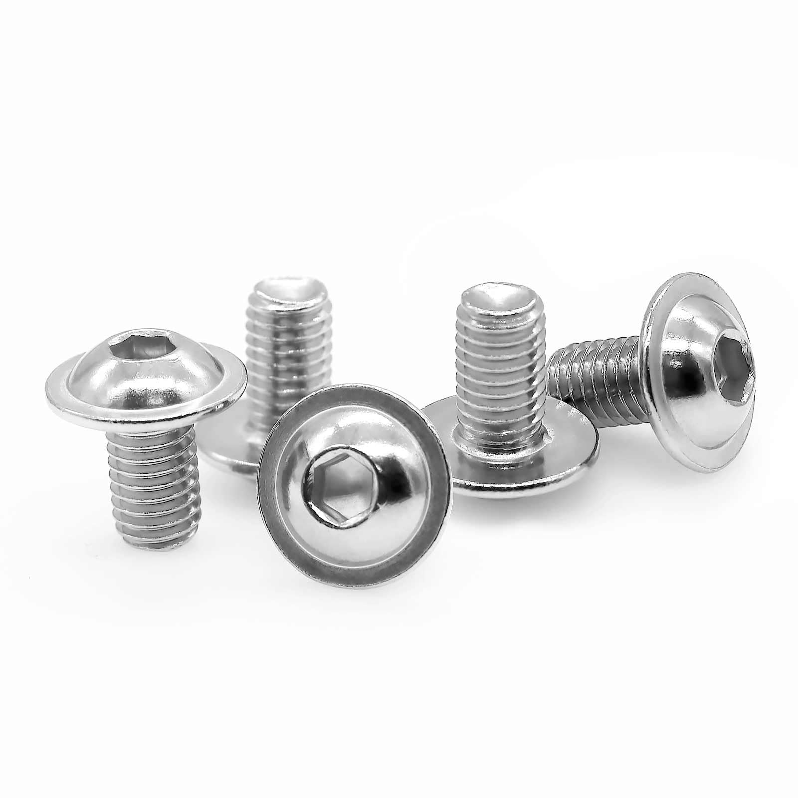 Confezione da 15 Viti Testa Bombata M8 x 14 mm, Esagono Incassato, Flangiate Inox Cava Esagonale Con Chiave a Brugola e Scatola