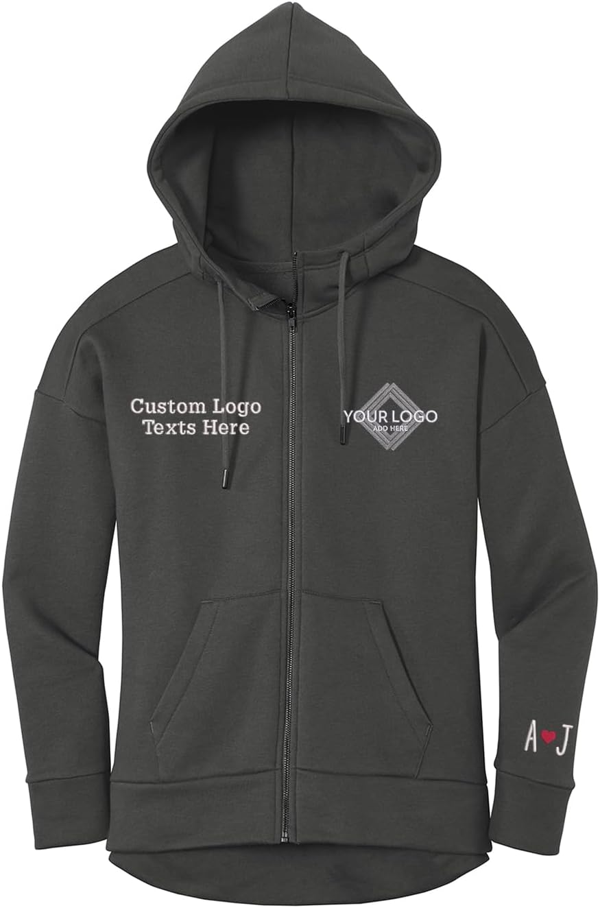 - Ink Stitch Women Dt1104 Custom Embroidery Logo Texts Perfect Weight Fleece Hoodie Zip Ups