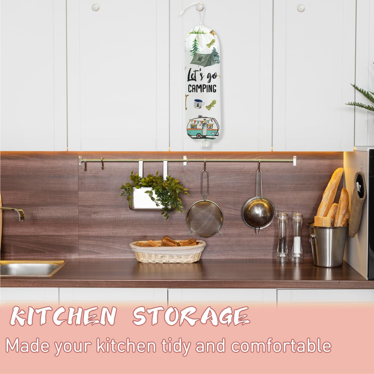 Soporte para bolsas de plástico para camping, soporte de pared para bolsa de almacenamiento de plástico, accesorios de caravana para organizador de almacenamiento interior, bolsas de comestibles
