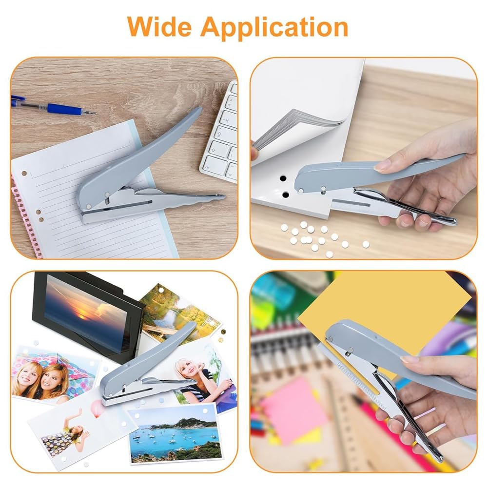 Lamsimoy Single Hole Punch, Heavy Duty Hole Puncher Single, Paper Punch Portable Hand Held Long Reach Hole Punch 8mm - Image 4