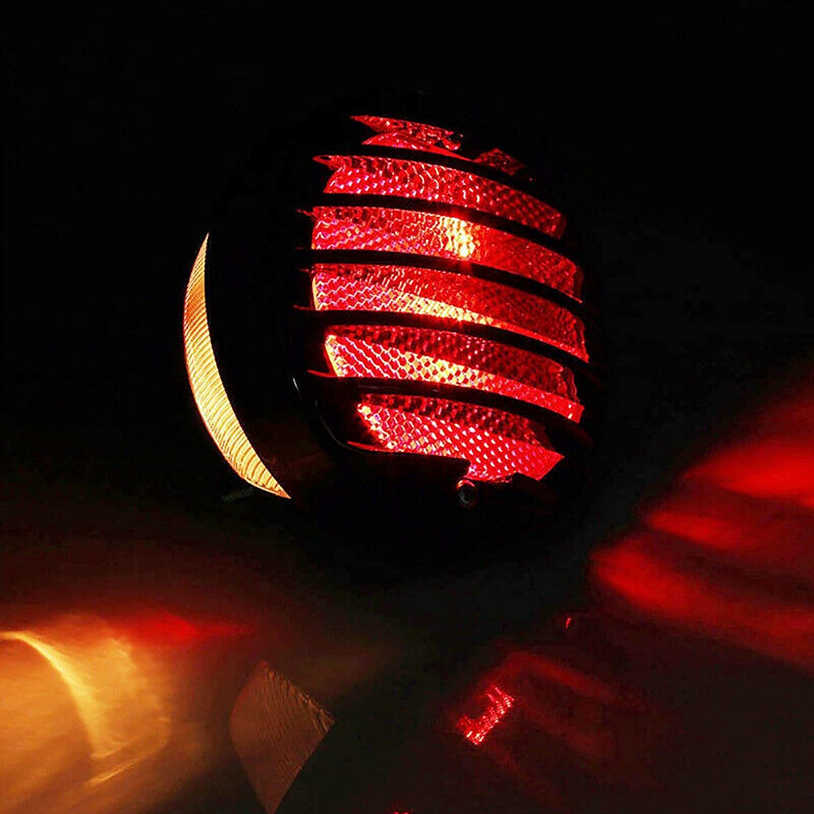 Feu Moto Custom Feu Arrière Moto Tête De Mort Chrome - Feu Stop + Position + Plaque - Style Chopper Cafe Racer Feu Moto Custom Suzuki Chopper