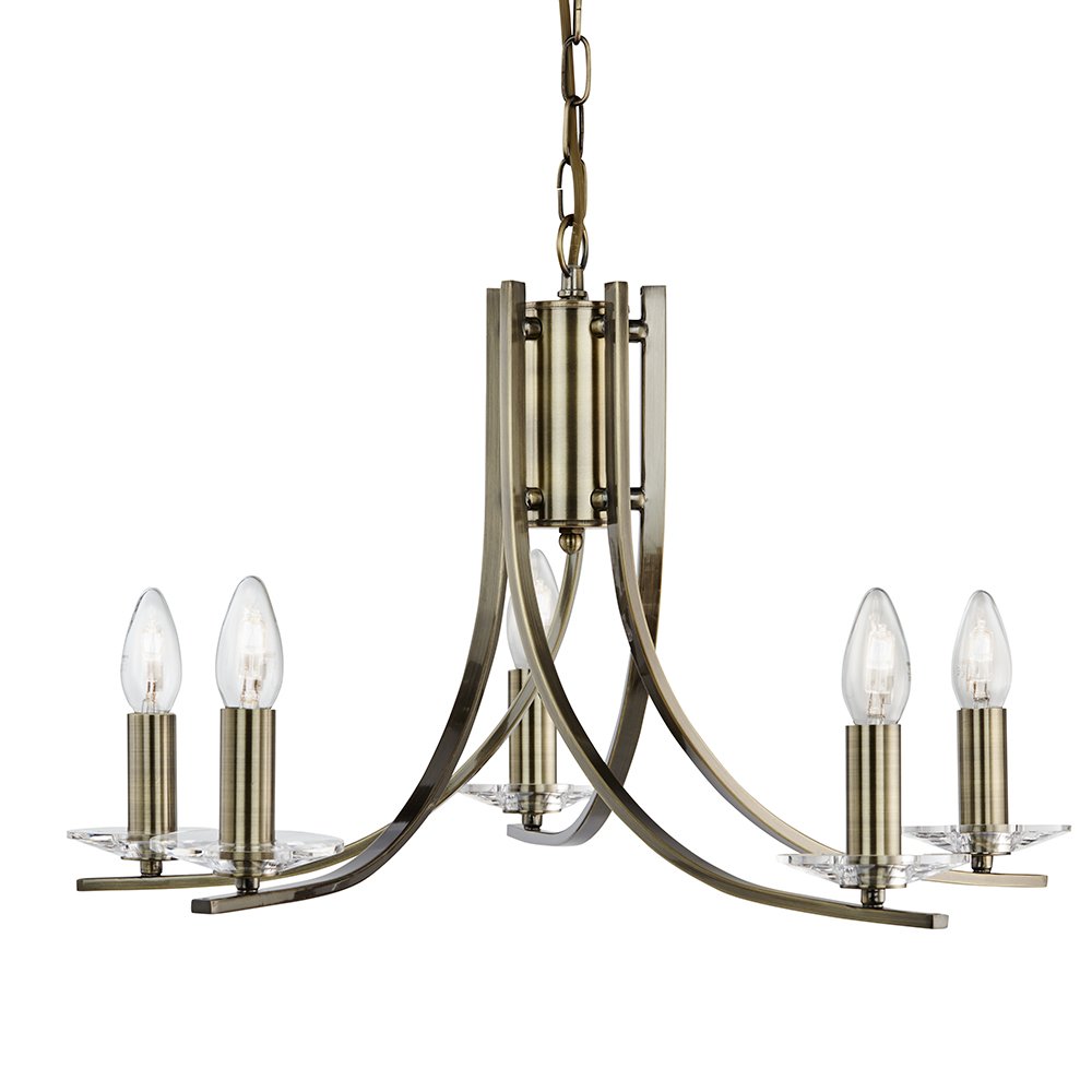Buy Ascona Antique Brass 5 Light Ceiling Fitting Online at