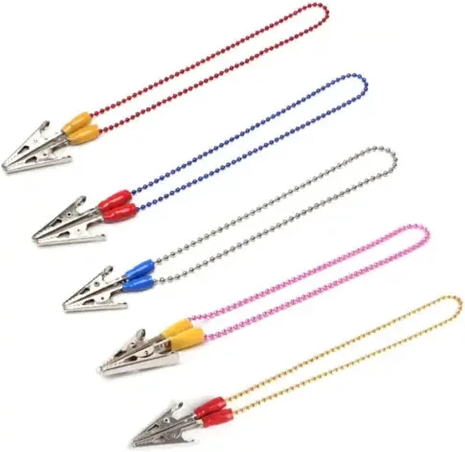 Dental Bib Clips 5 Pcs Dentist Spring Clip with Stainless Steel Ball Chain, Napkin Holder