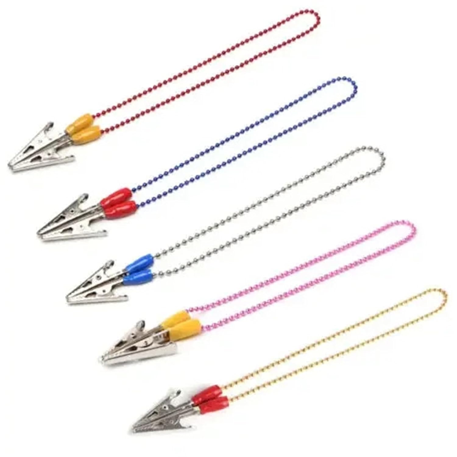 Dental Bib Clips 5 Pcs Dentist Spring Clip with Stainless Steel Ball Chain, Napkin Holder