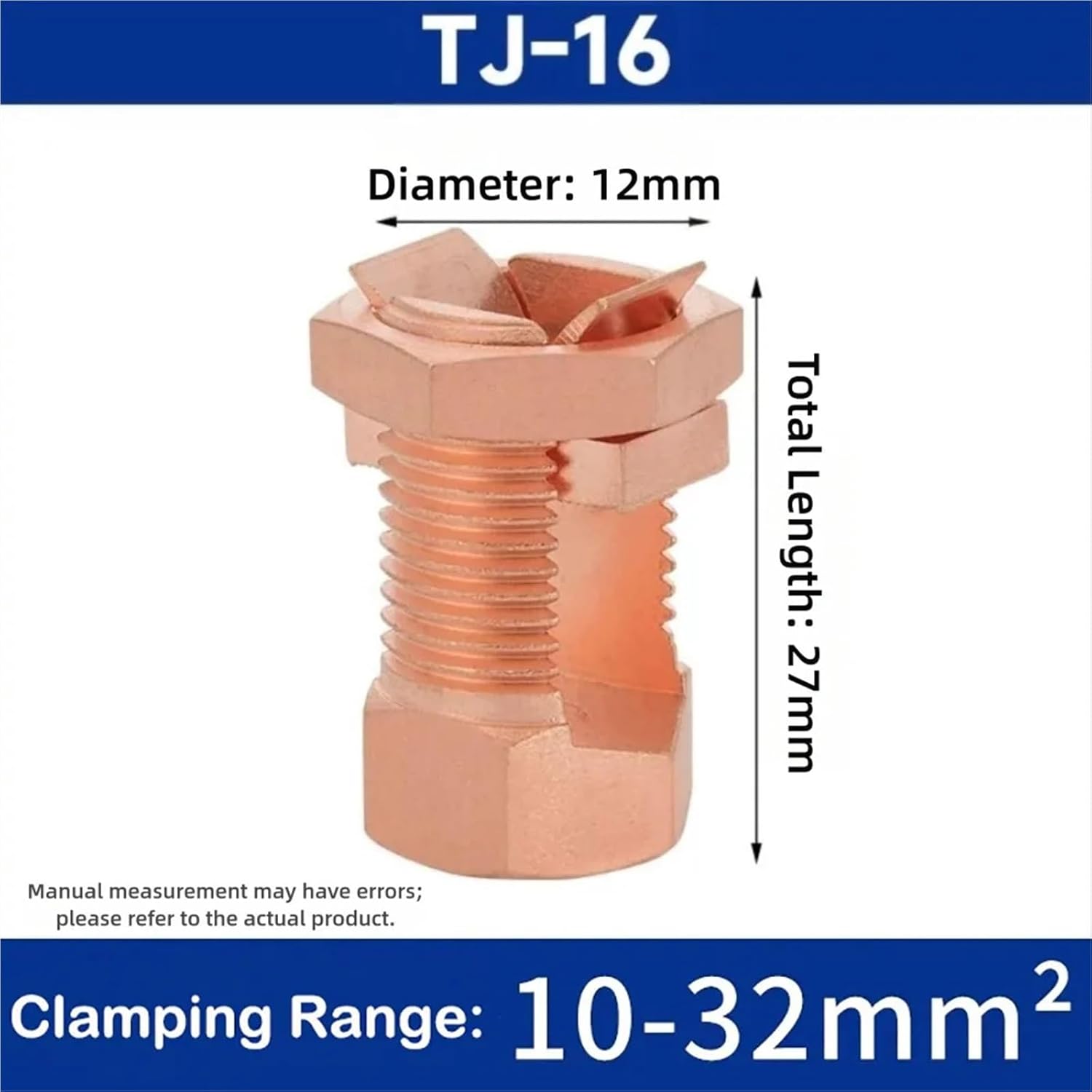 Split Bolt Wire Connector 6pcs Electrical Equipment Split Bolt Connector Sturdy Copper for Electric Fence(TJ-16)